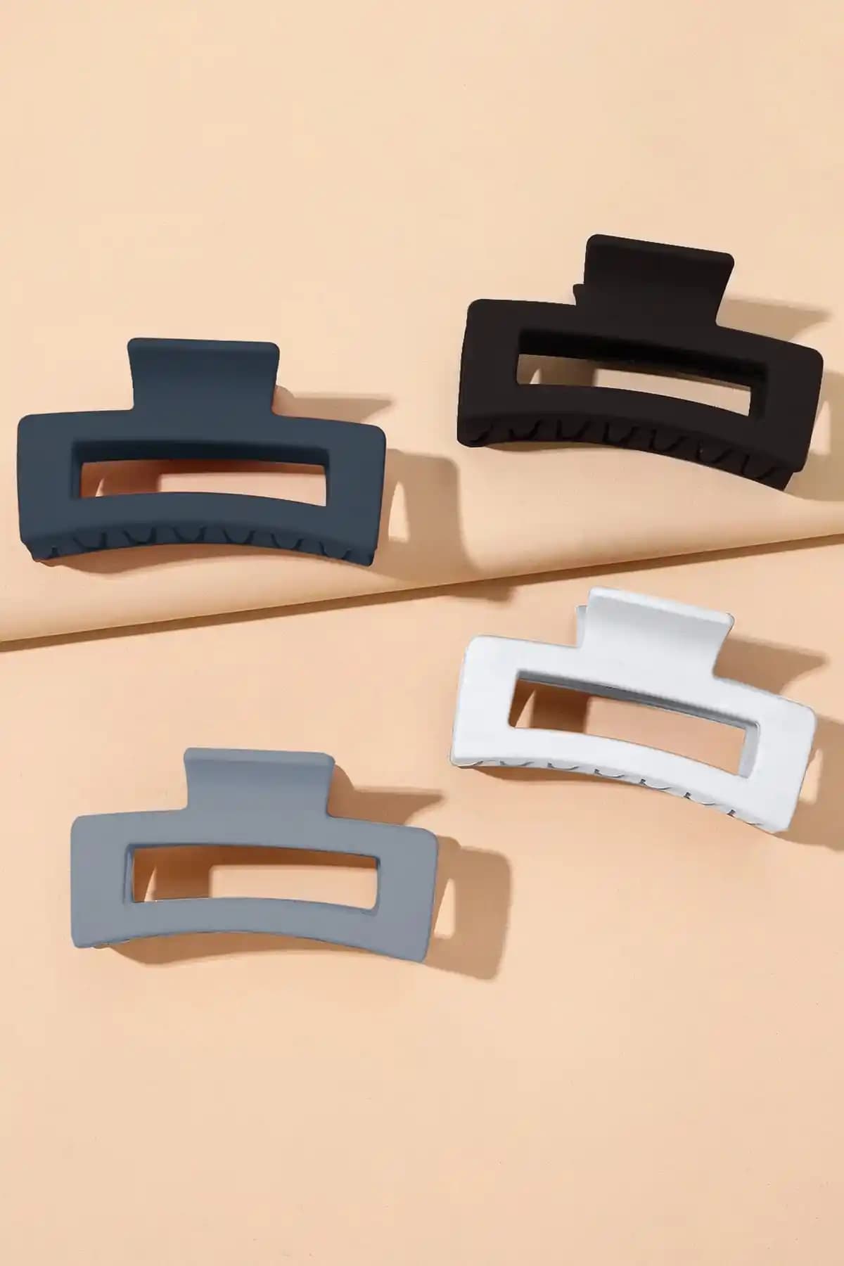 C&E Design Kadın 4'lü Gri Büyük XL Mandal Toka Seti Şık ve İşlevsel Saç Aksesuarları