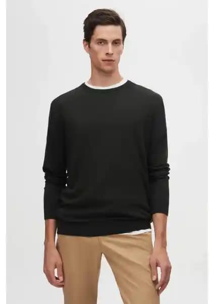 D'S Damat Haki Pamuk Karışımlı Regular Fit Triko Kazak Erkekler İçin Şık ve Konforlu Tasarım