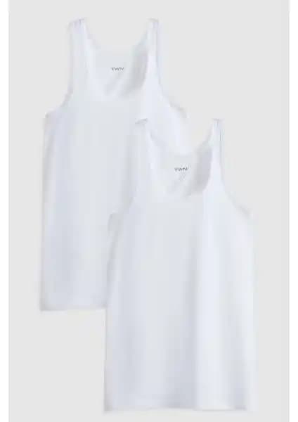 D'S Damat Twn Beyaz Pamuklu Atlet Günlük ve Spor Kullanımı İçin Uygun