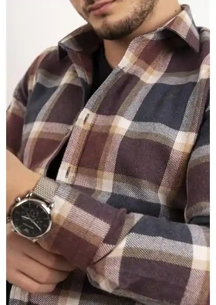 Etikmen Lacivert Bordo Desenli Slimfit Erkek Gömlek Modern ve Çok Yönlü Kullanım İçin Uygun