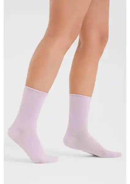 Forwena Lavanta Rengi Modal Lastiksiz Dikişsiz Kan Soket Çorap - Rahat ve Şık Tasarım