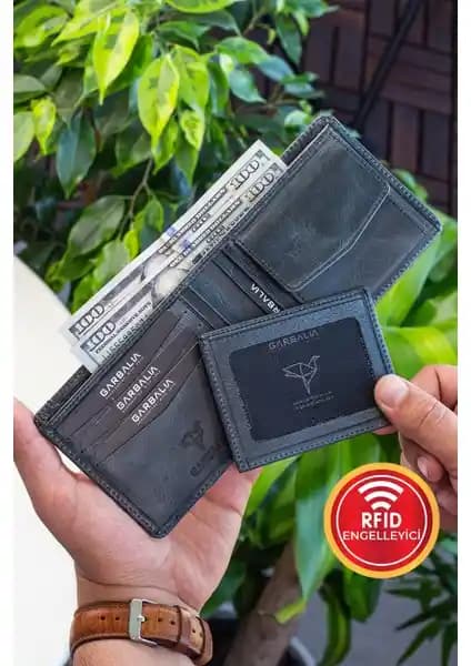 Garbalia Kanguru Deri RFID Engelleyici Crazy Cüzdan Kartlık Günlük Kullanım İçin