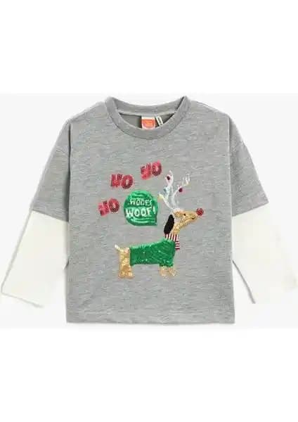 Koton Yılbaşı Temalı Uzun Kollu Çocuk Tişörtü Şık ve Rahat Kullanım İçin Uygun