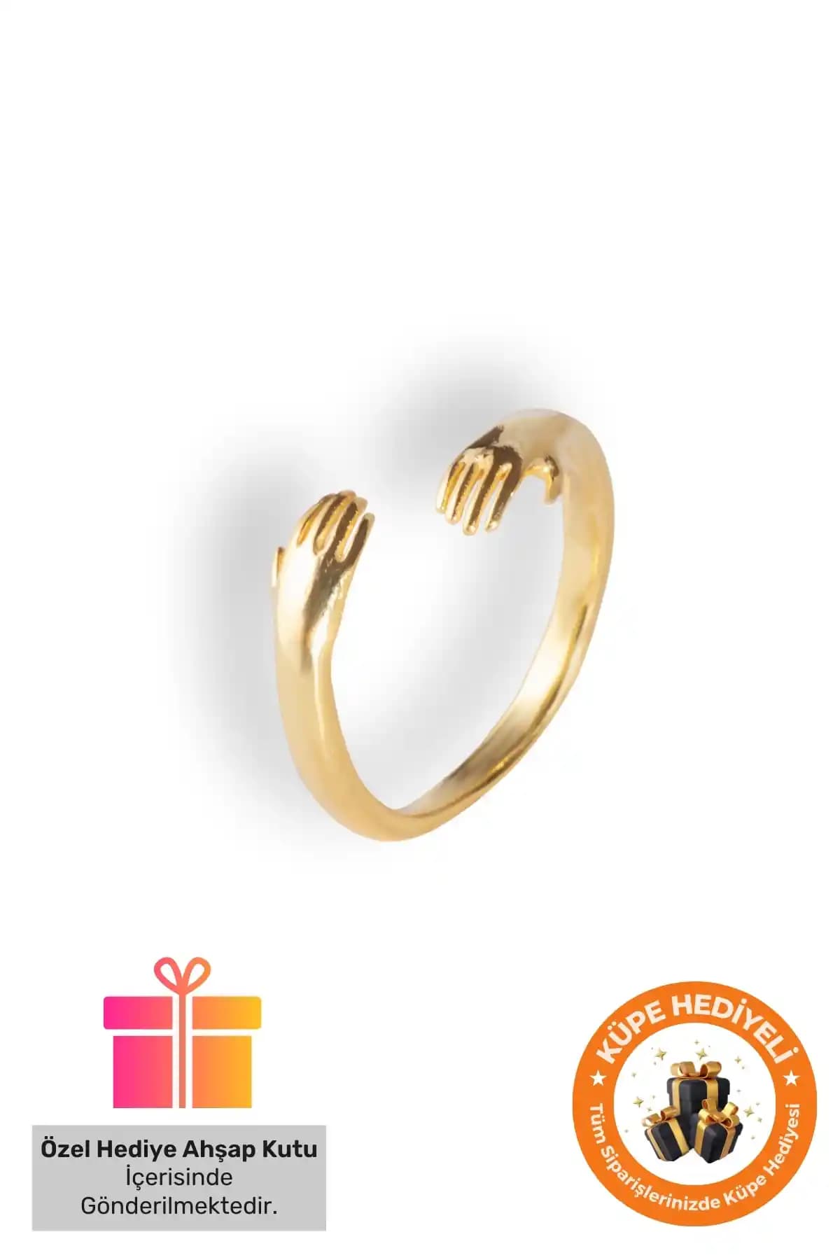 Lucente Jewellery Özel Sarılan Eller 925 Ayar Altın Kaplama Güçlü Yüzük Tanıtımı ve Özellikleri