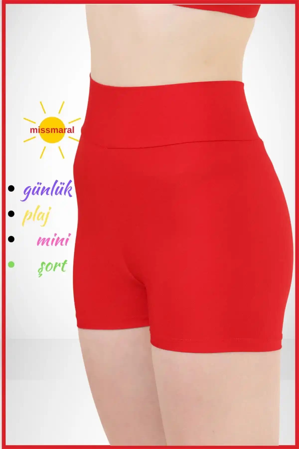 Missmaral Kadın Kırmızı Boxer Şort: Yüksek Bel, Esnek ve Şık Tasarım