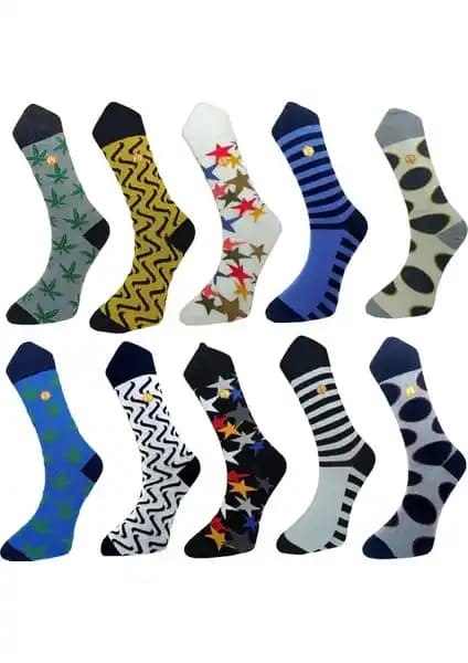 Mugan Renkli Günlük Desenli Pamuklu Erkek Çorapları Yüksek Kalite ve Şıklık Sunar