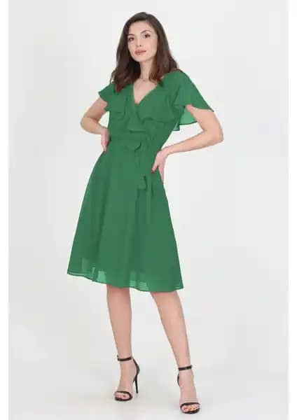 Neşeli Butik Kadın Bağlama Detaylı Astarlı Mezuniyet Elbisesi Modern ve Zarif Tasarım