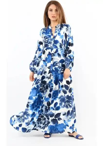 Ritnice Prive Kadın Roses Mavi Viskon Maksi Elbise İnceleme ve Özellikleri