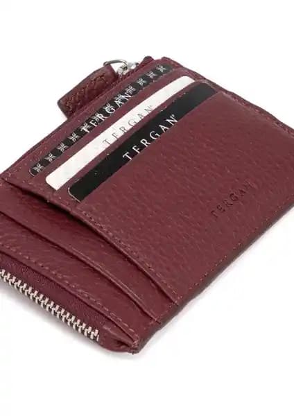 Tergan Bordo Hakiki Deri Unisex Kredi Kartlık: Şıklık ve Fonksiyonellik Bir Arada