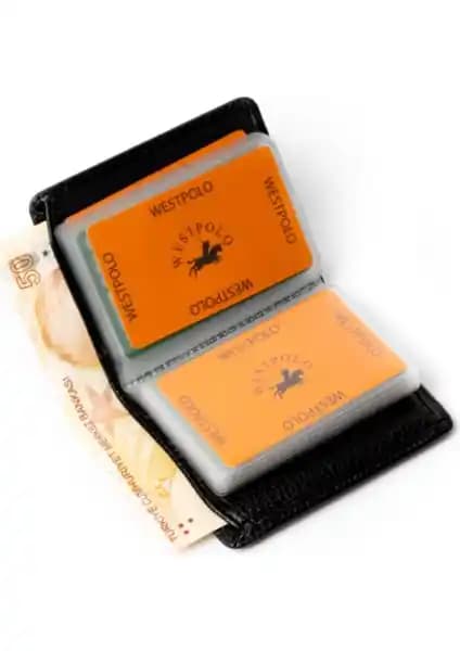 West Polo Hakiki Deri Unisex Çok Kartlıklı Cüzdan Günlük Kullanım İçin Uygun