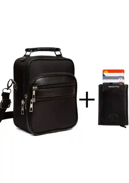 Yeni Erkek Siyah Günlük Omuz Çantası ve Mekanizmalı Cüzdan İncelemesi
