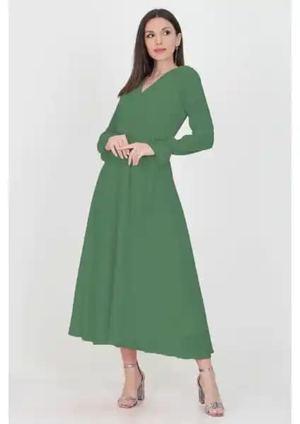 Neşeli Butik Kadın Kruvaze Yaka Zümrüt Yeşili ve Sezon Yeni Seçenekleri