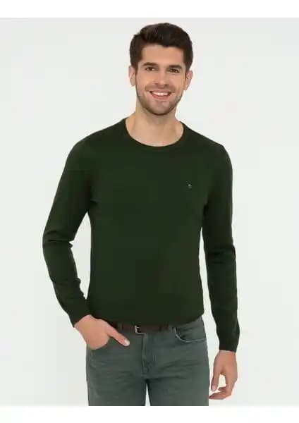 Pierre Cardin Erkek Yeşil Slim Fit Bisiklet Yaka Basic Triko Kazak Karşılaştırması
