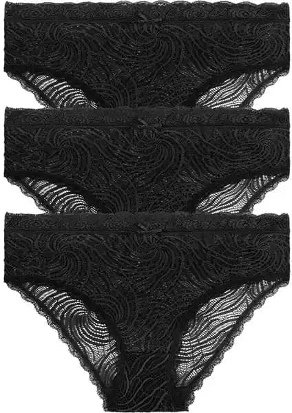 Suwen 3 Lü Dantelli Yüksek Bel Slip ve Petrol-Wine-Rose 3 P Lace Slip Karşılaştırması