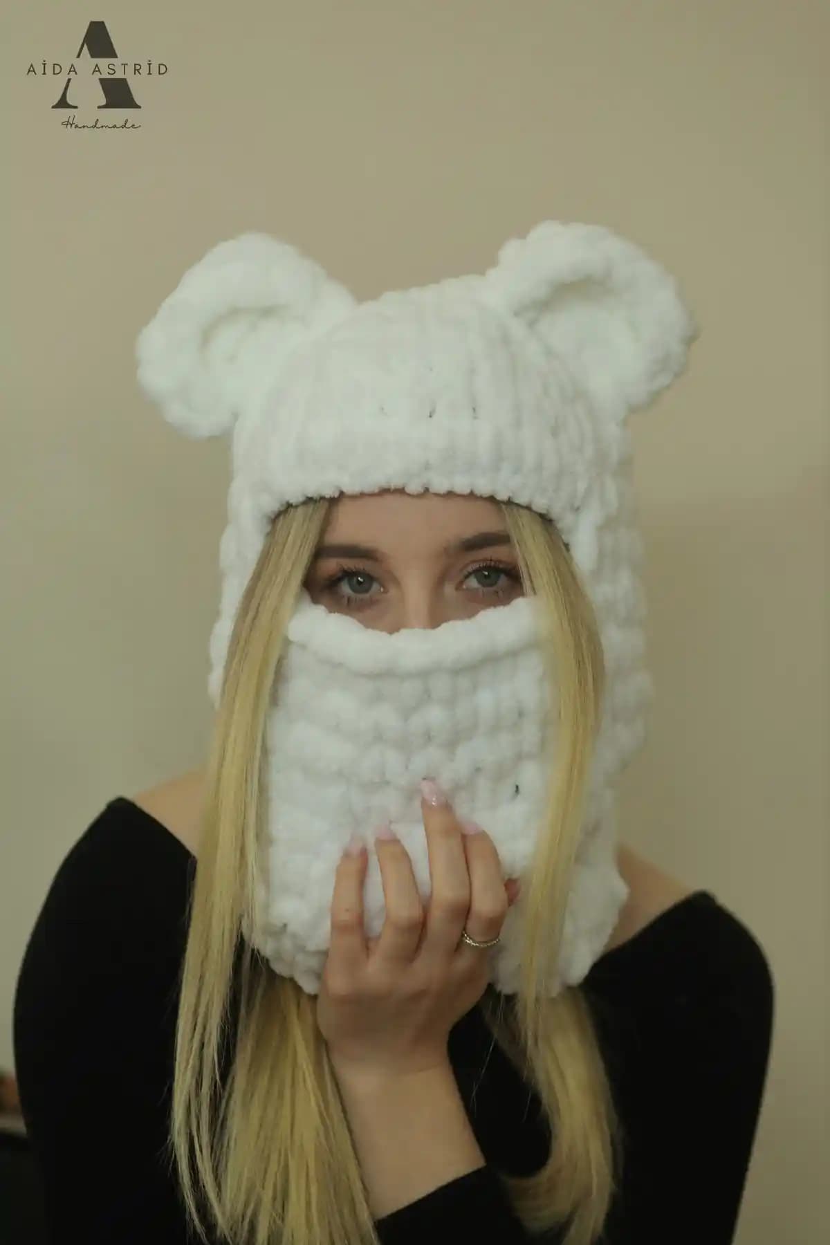 AidaAstrid Beyaz Hayvan Figürlü Kar Maskesi Kayak ve Snowboard İçin Uygun