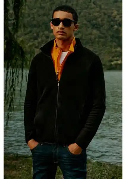 Altınyıl<dı>z Classics Erkek Siyah Polar Sweatshirt Anti-pilling ve Dayanıklı Tasarım