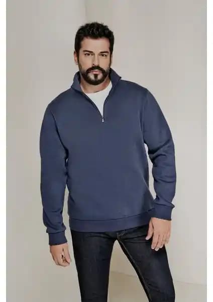 Altınyılz Classics Erkek Lacivert Standart Fit Polar Sweatshirt Günlük ve Spor Kullanımı İçin