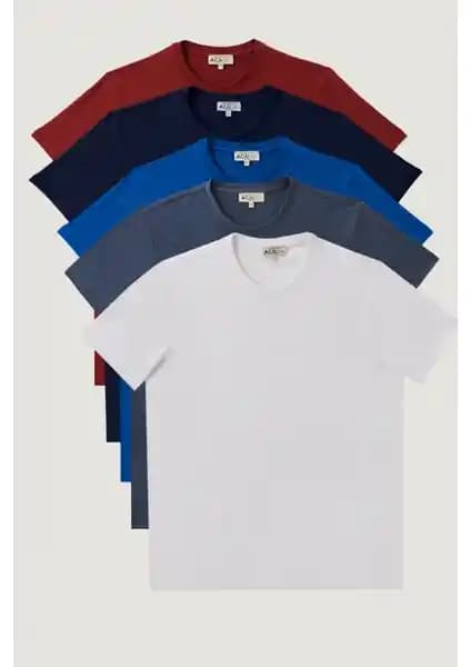 Altınyılz Classics Slim Fit Dar Kesim Bisiklet Yaka 5'li Tişört Paketi Erkek Giyiminde Modern ve Konforlu Seçenek