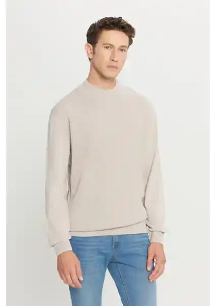 Altınyılz<dı>z Classics Erkek Bej Standart Fit Yarım Balıkçı Yaka Pamuklu Triko Kazak