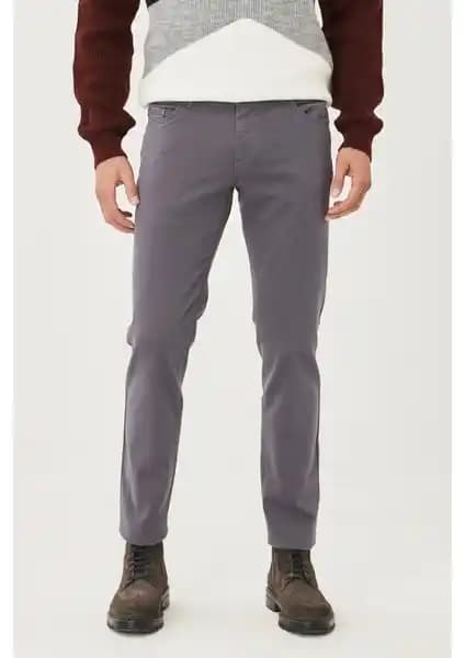 Altınyılzıdız Classics Erkek Antrasit Slim Fit Dar Kesim Pamuklu Esnek Chino Pantolon
