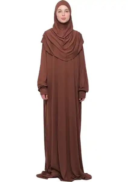 Altobeh Pratik Tek Parça Pamuklu Yarasa Kollu Tesettür Namaz Elbisesi Modern ve Rahat Kullanım İçin Uygun