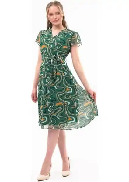 Apsen Kadın Zümrüt Yeşili Kruvaze Yaka Midi Şifon Elbise Detayları ve Kullanım İpuçları