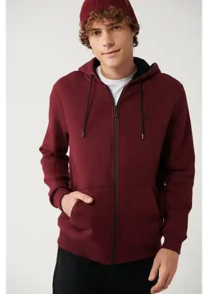 AVVA Erkek Koyu Bordo Kapüşonlu Sweatshirt: Şık ve Rahat Günlük Kullanım İçin