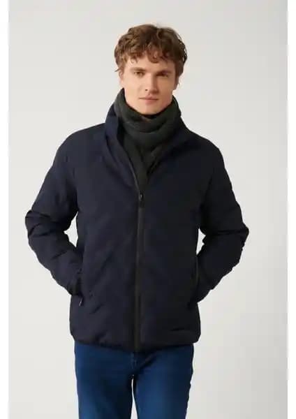 AVVA Erkek Lacivert Dik Yaka Su Itici Rüzgar Geçirmez Hafif Şişme Mont Özellikleri ve Kullanım Alanları