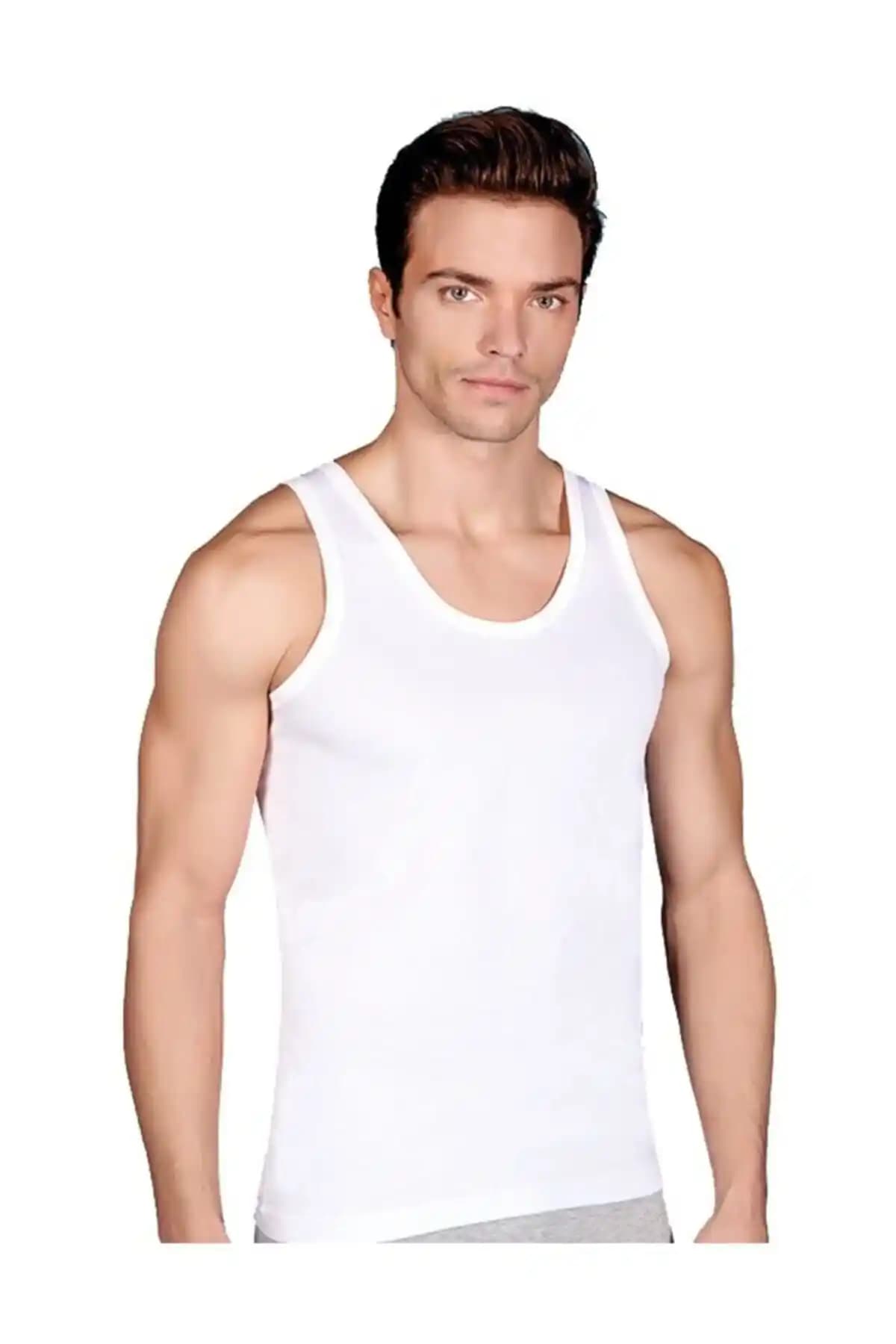 Berrak Erkek 3'lü Beyaz Penye Atlet Seti Günlük ve Spor Kullanımı İçin Uygun