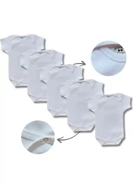 Betül Bebek Kısa Kollu Organik Pamuk 5'li Body ve Zıbın Seti Doğal ve Konforlu Giyim Seçeneği