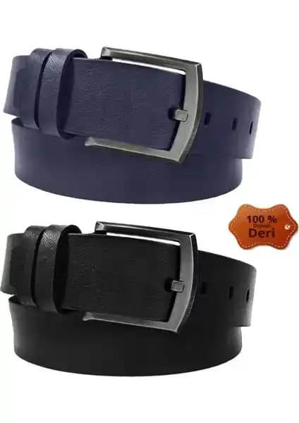 Bosskan 2 Adet Hakiki Deri Siyah Erkek Kot Kemerleri Dayanıklı ve Şık Tasarım