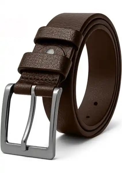 Bosskan Kahverengi Hakiki Deri Kumaş Pantolon Kemeri Erkekler İçin Şık ve Dayanıklı Tasarım