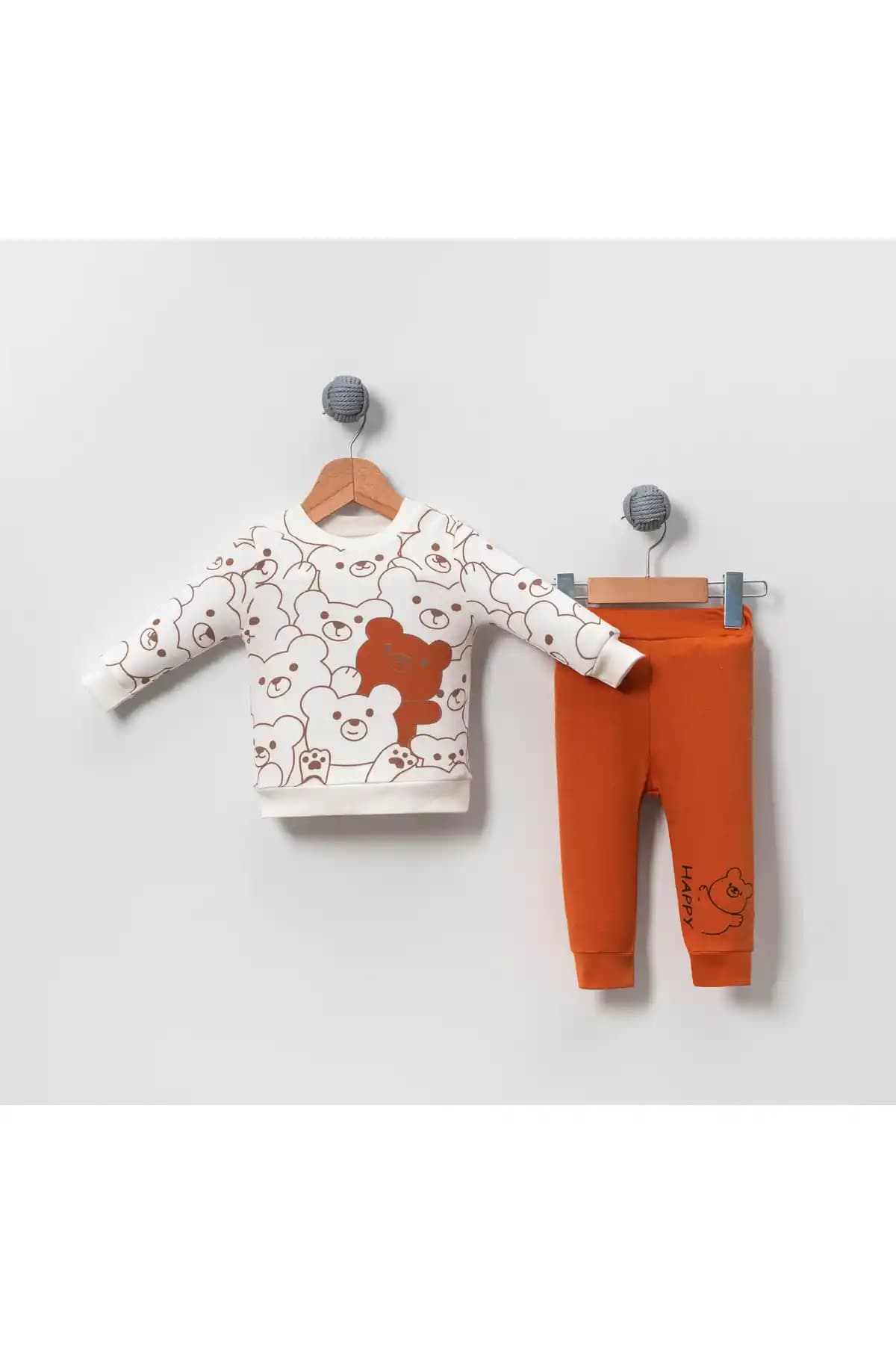 Bubito Happy Ayı Görselli Unisex Penye Takımı: Rahat ve Şık Bebek Giyim Seçeneği