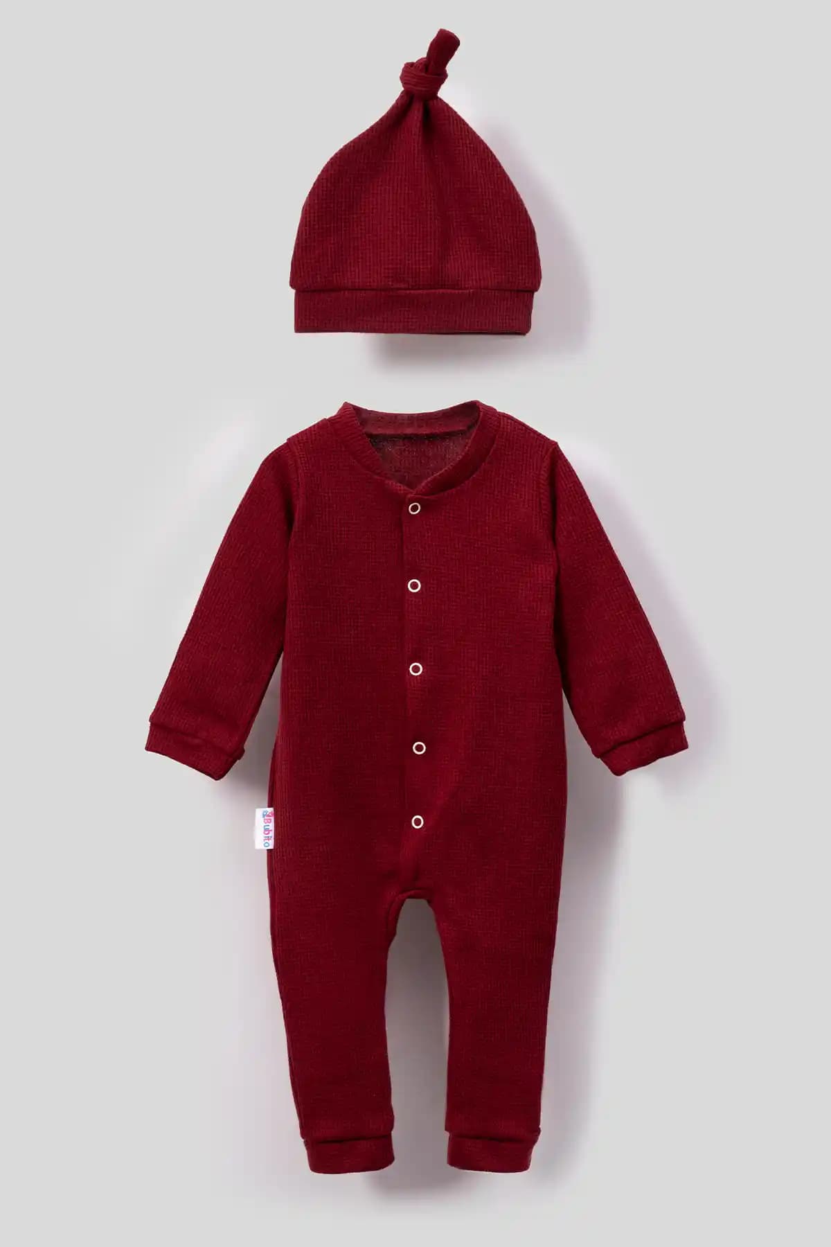 Bubito Tarz Şapkalı Çıtçıtlı Waffle Penye Bebek Tulum: Rahat ve Şık Tasarım