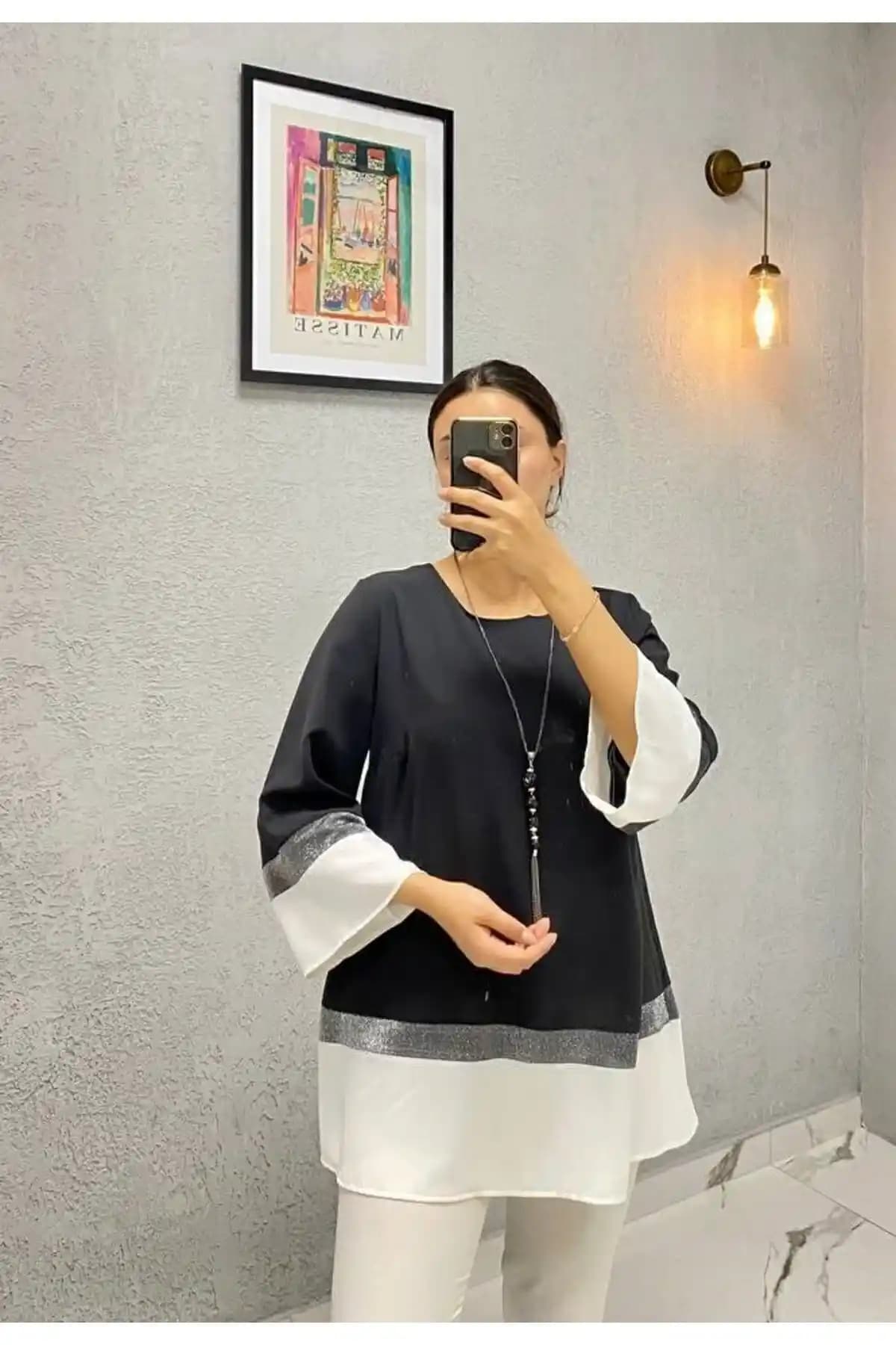 CELT Kadın Krep Şifon Tunik Bluz Modern ve Şık Tasarım ile Günlük ve Özel Günler İçin Uygun