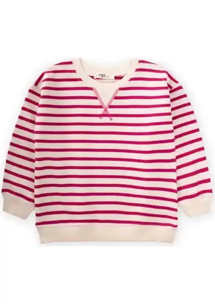 Çocuklar İçin Konforlu ve Şık Çizgili Karyoka Detaylı Mevsimlik Sweat Ürünü