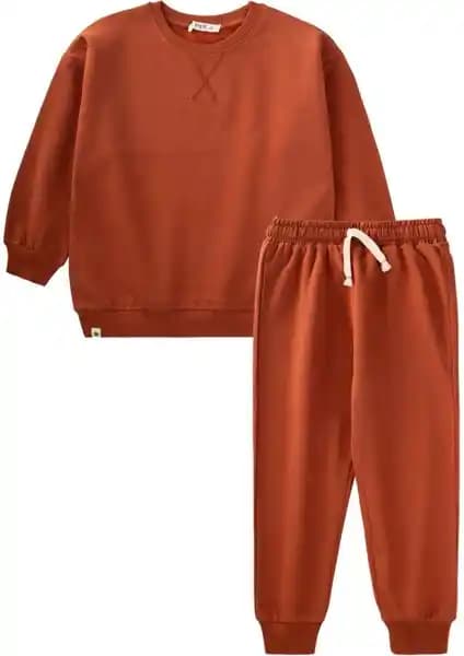 Çocuklar İçin Sıcak ve Rahat Karyoka Detaylı Sweatshirt Takımı Üçten Sekize Yaş Arası