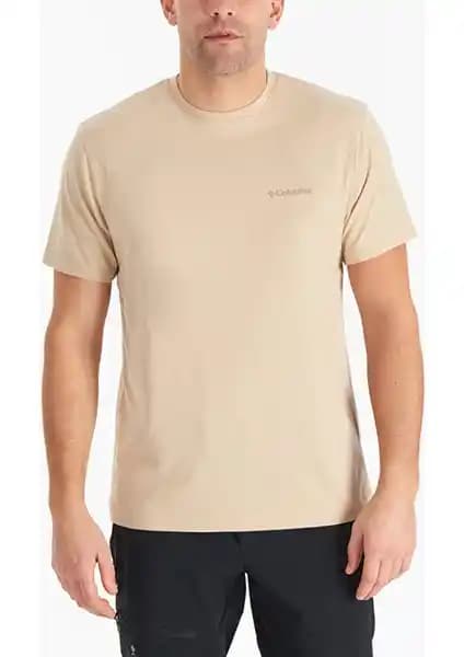Columbia Erkek Basic Sm Logo Brushed SS Pamuklu T-Shirt Günlük ve Spor Kullanımına Uygun