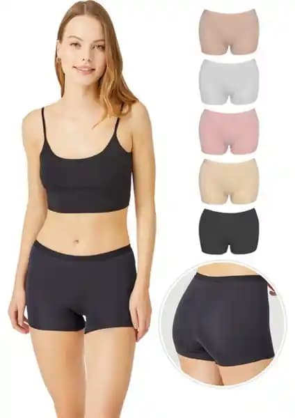 Cottonhill Basic Lazer Kesim Dikişsiz Kadın Boxer Külotleri 5 Renkli Konfor ve Estetik