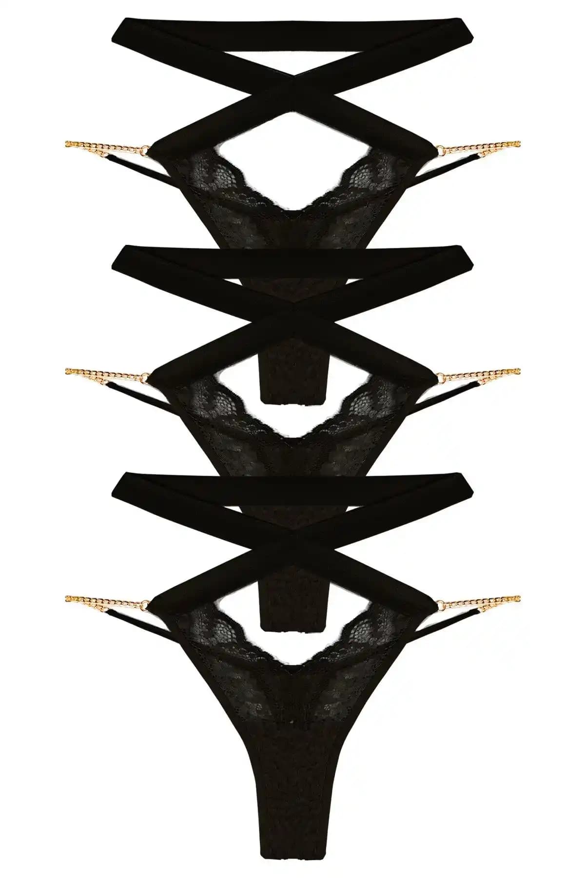 Cottonhill Dantelli Zincir Detaylı Kadın Tanga Külotu Modern Tasarım ve Konfor Bir Arada