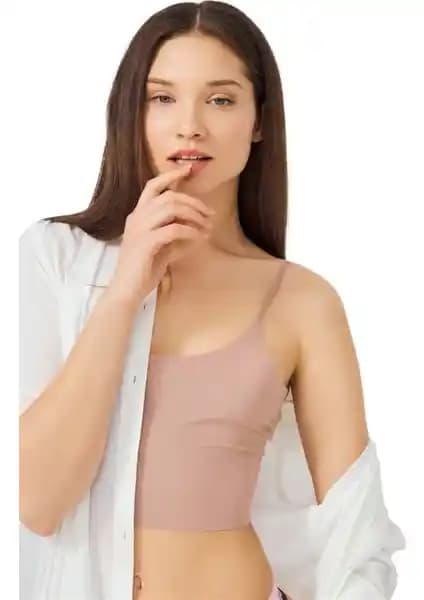 Cottonhill Kahverengi Ayarlanabilir İnce Askılı Lazer Kesim Kadı Crop Büstiyer Ürün Tanıtımı ve Özellikleri