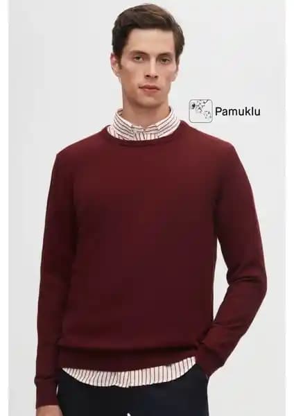 D'S Damat Regular Fit Bordo Pamuk Karışımlı Triko Kazak Erkekler İçin Şık ve Konforlu Giyim Seçeneği