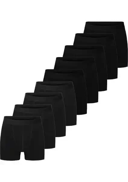 Deean Siyah Erkek 9'lu Paket Pamuklu Boxer: Günlük Konfor ve Şıklık Sunan İç Giyim Seçeneği