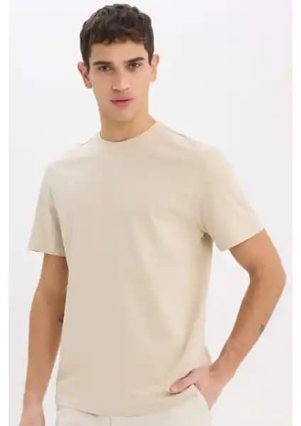 DeFacto %100 Pamuk Regular Fit Bisiklet Yaka Basic Tişört Erkekler İçin Günlük Kullanım
