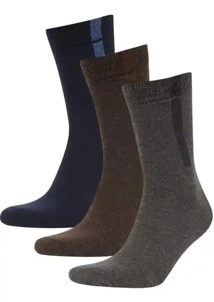DeFacto Erkek 3'lü Pamuklu Uzun Çorap Seti Günlük Şıklık ve Konfor Sunar
