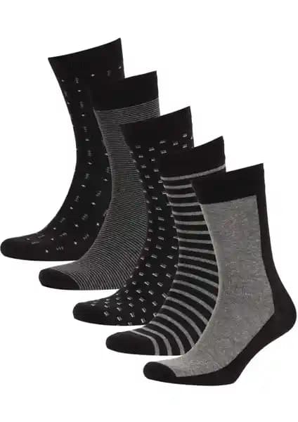 DeFacto Erkek 5'li Pamuklu Uzun Çorap Seti Günlük ve Şık Kullanım İçin Uygun