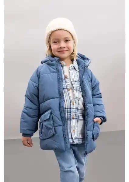 DeFacto Erkek Bebek Su Geçirmez Polar Astarlı Kapüşonlu Mont A2212A524WN