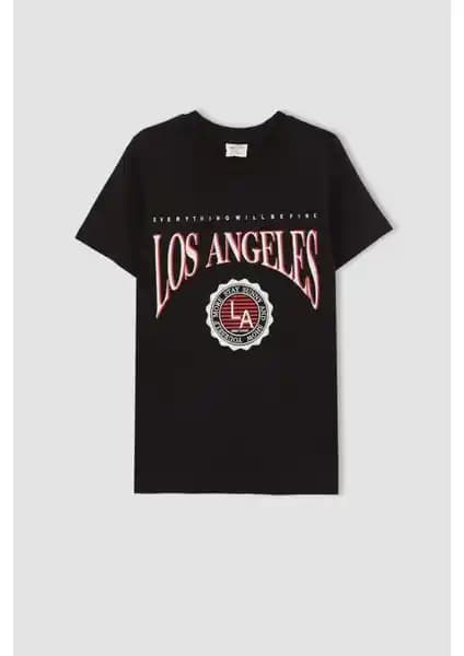 DeFacto Erkek Çocuk Regular Fit Baskılı Kısa Kollu Pamuklu Tişörtleri Günlük ve Spor Kullanımına Uygun