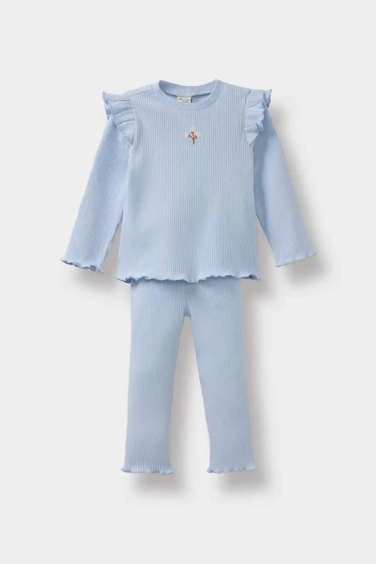 DeFacto Kız Bebek 2'li Takım Çiçekli Fitilli Kaşkorse Şıklık ve Konfor Sunar