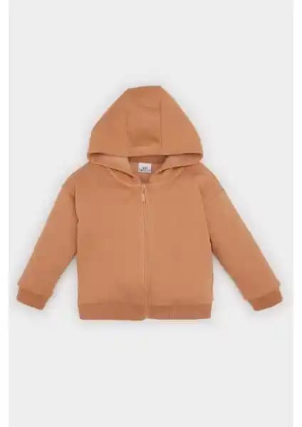 DeFacto Kız Bebek Kapüşonlu Fermuarlı Sweatshirt Yumuşak İç Doku ve Şık Tasarım